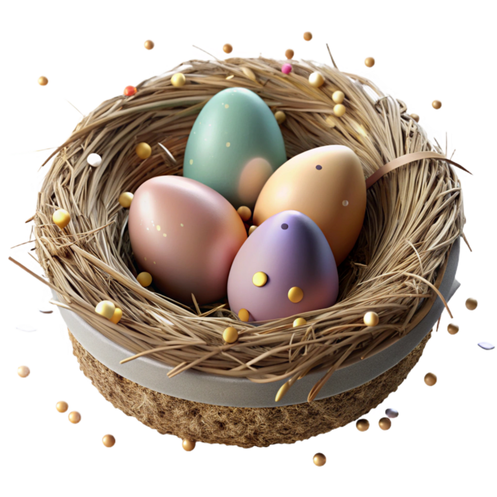 impressive traditional Bird Nest with Eggs Isolated on Transparent Background professional png