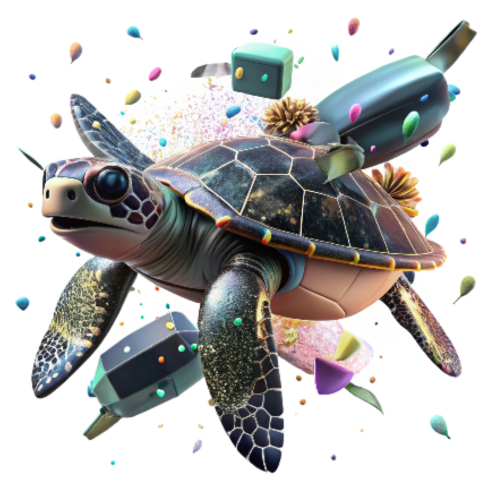 impressive contemporary Drone Capturing Black Sea Turtle in Ocean Transparent Background professional png
