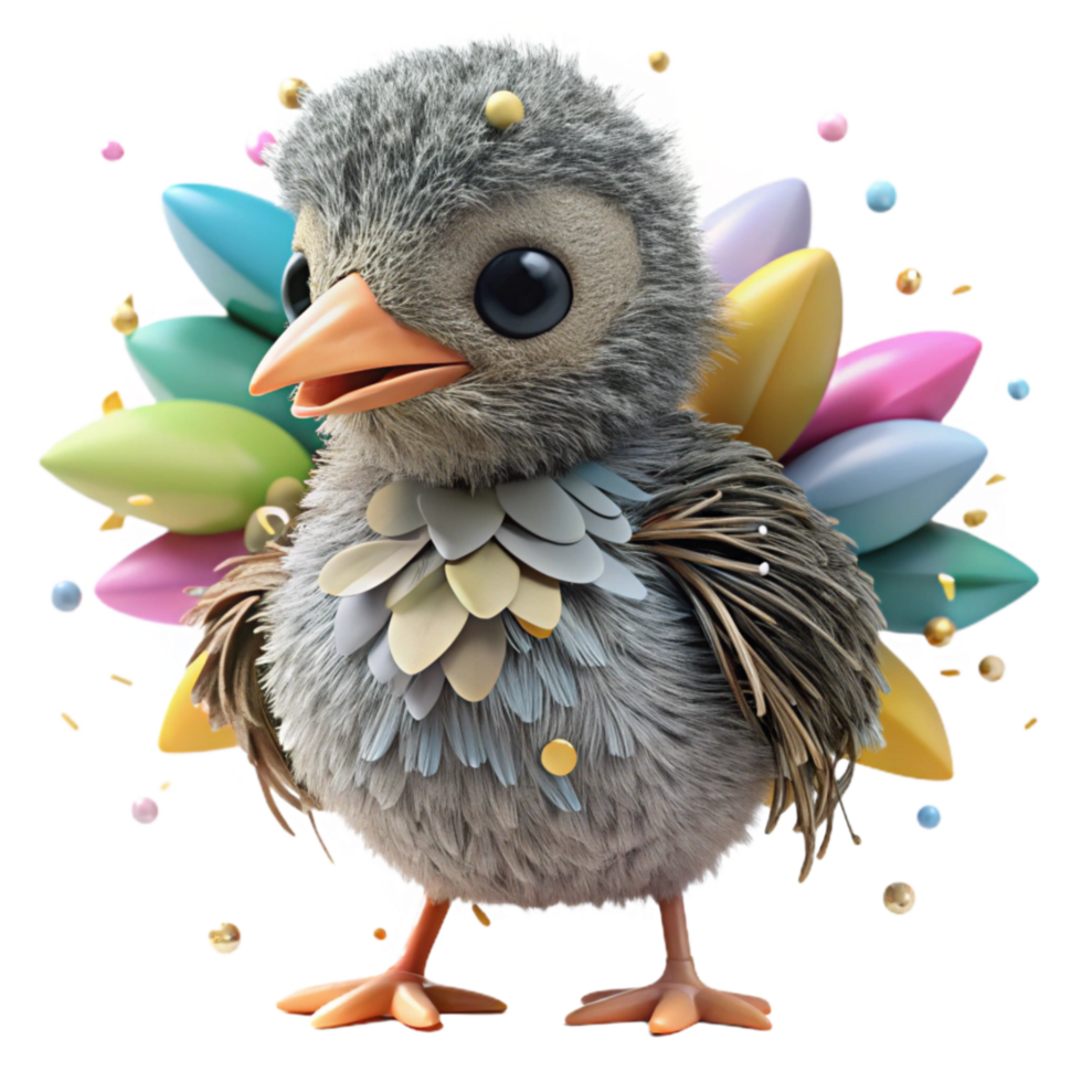 serene creative Close Up of Endangered Bird Chick Cutout detailed png