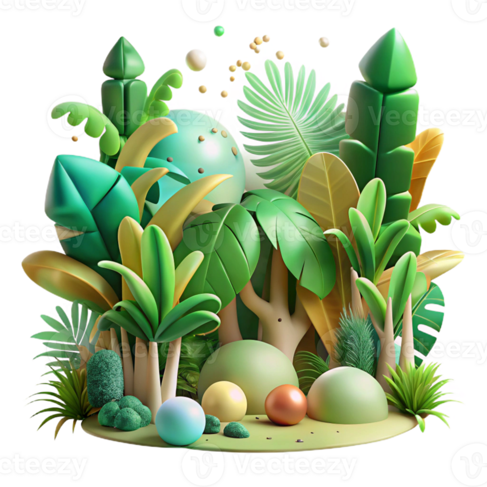 vibrant vintage Blurred Tropical Forest Cutout with Lush Greenery authentic png