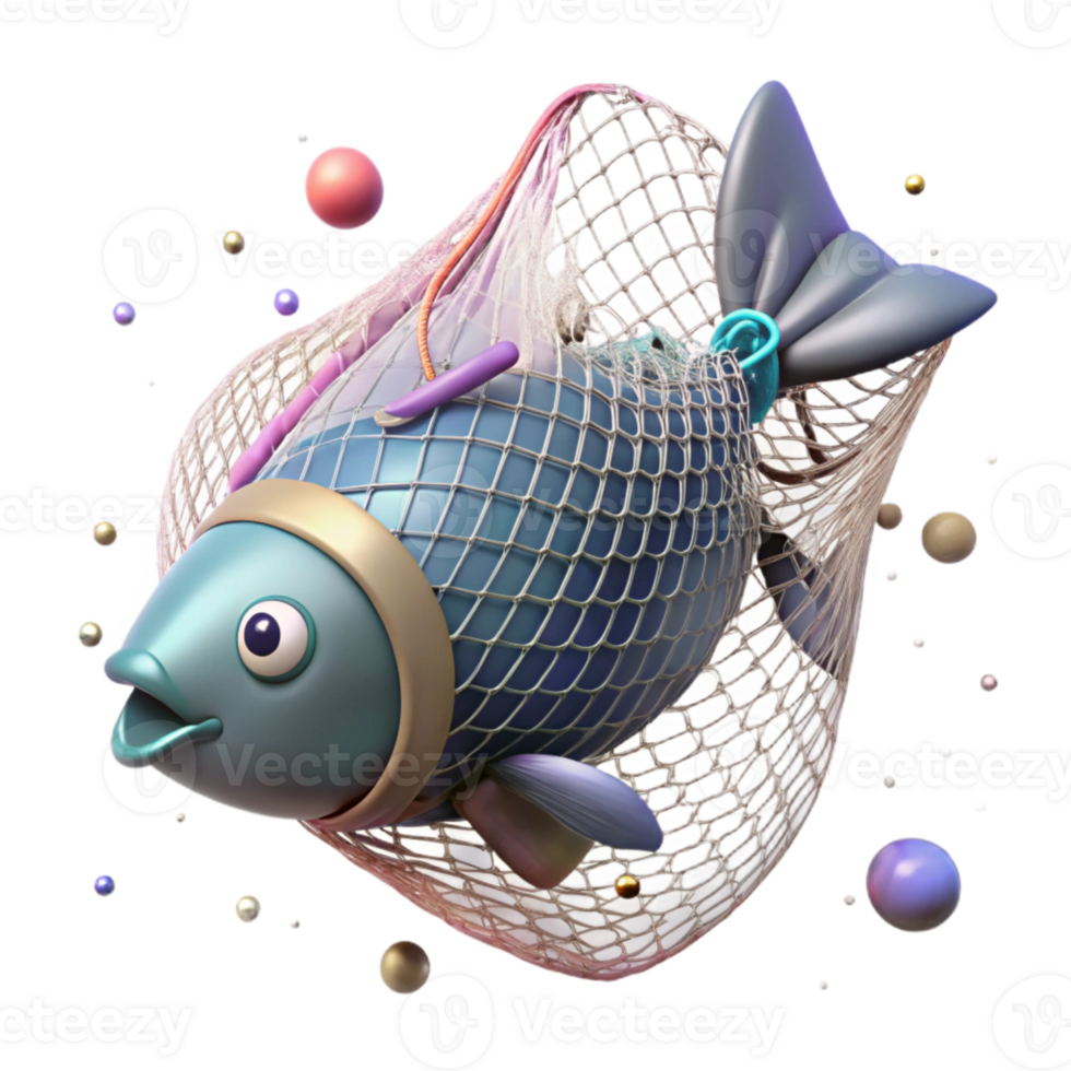 wonderful contemporary Fish Trapped in Plastic Net Cutout Isolated on Transparent Background Close Up genuine png