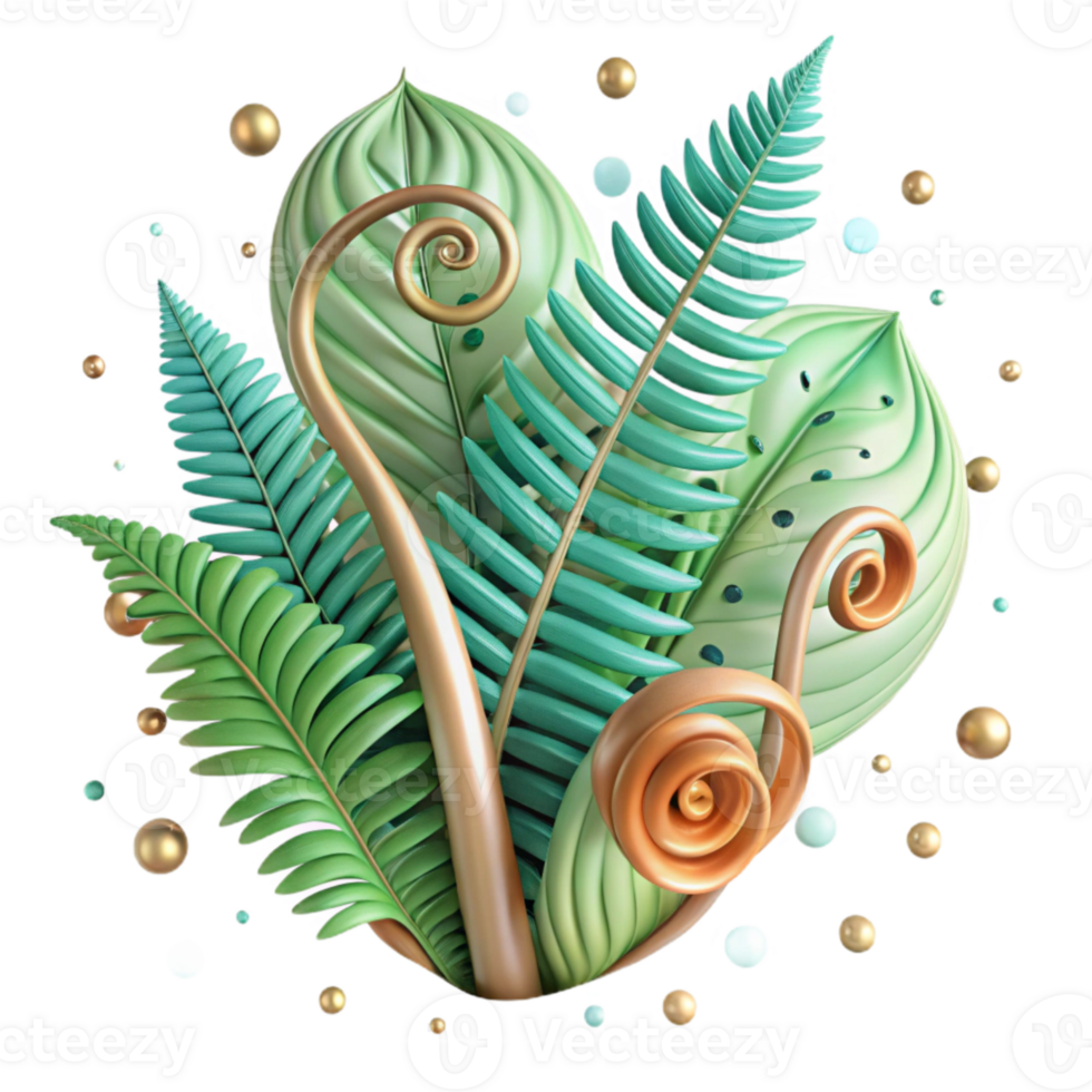 serene minimalist Fern Fronds Unfurling Isolated high quality png