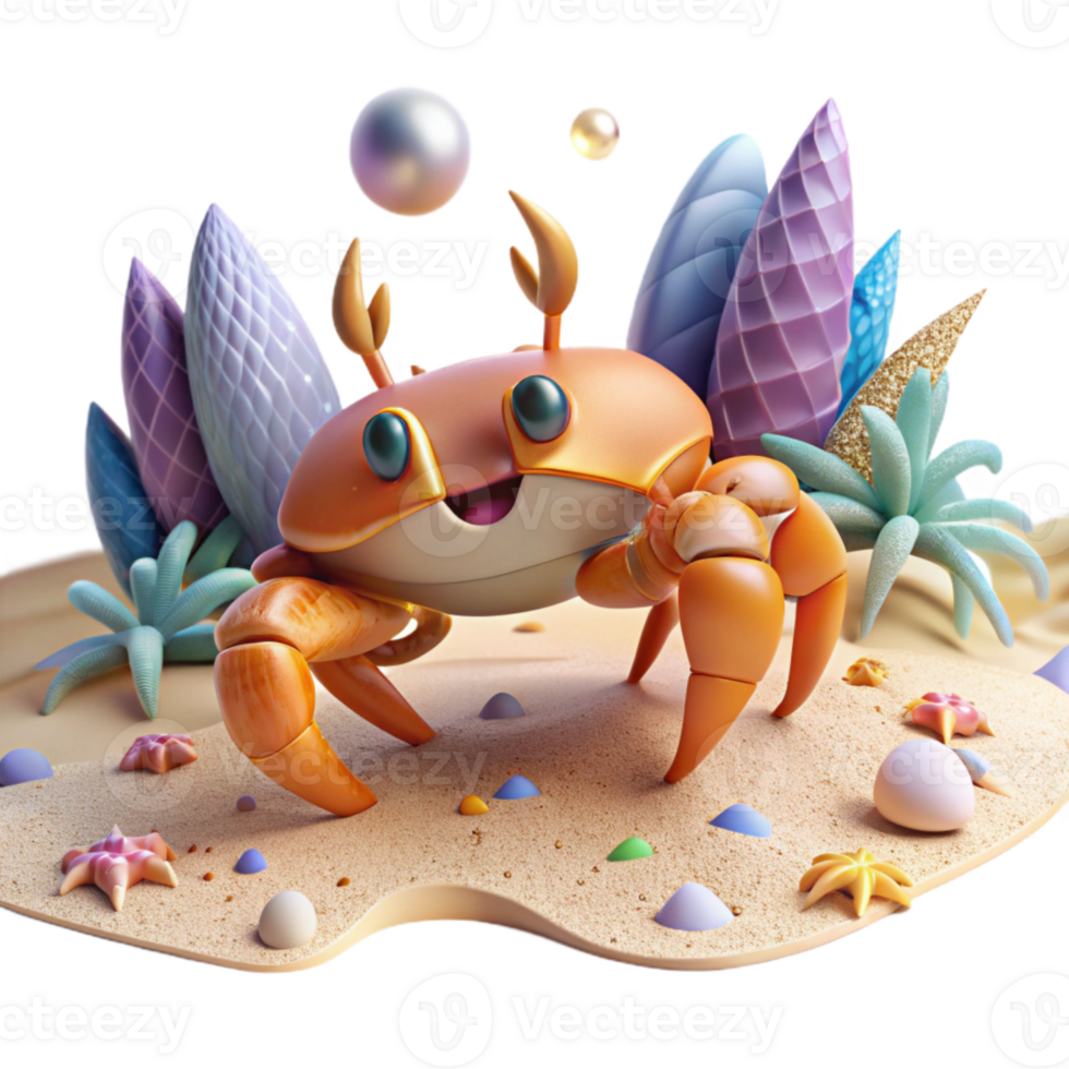 dramatic contemporary Crab Walking on Beach Cutout authentic png