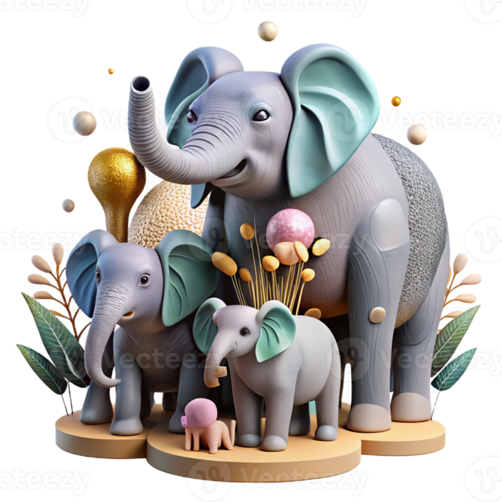 dramatic rustic Elephant Family Mourning Loss Illustration Isolated authentic png