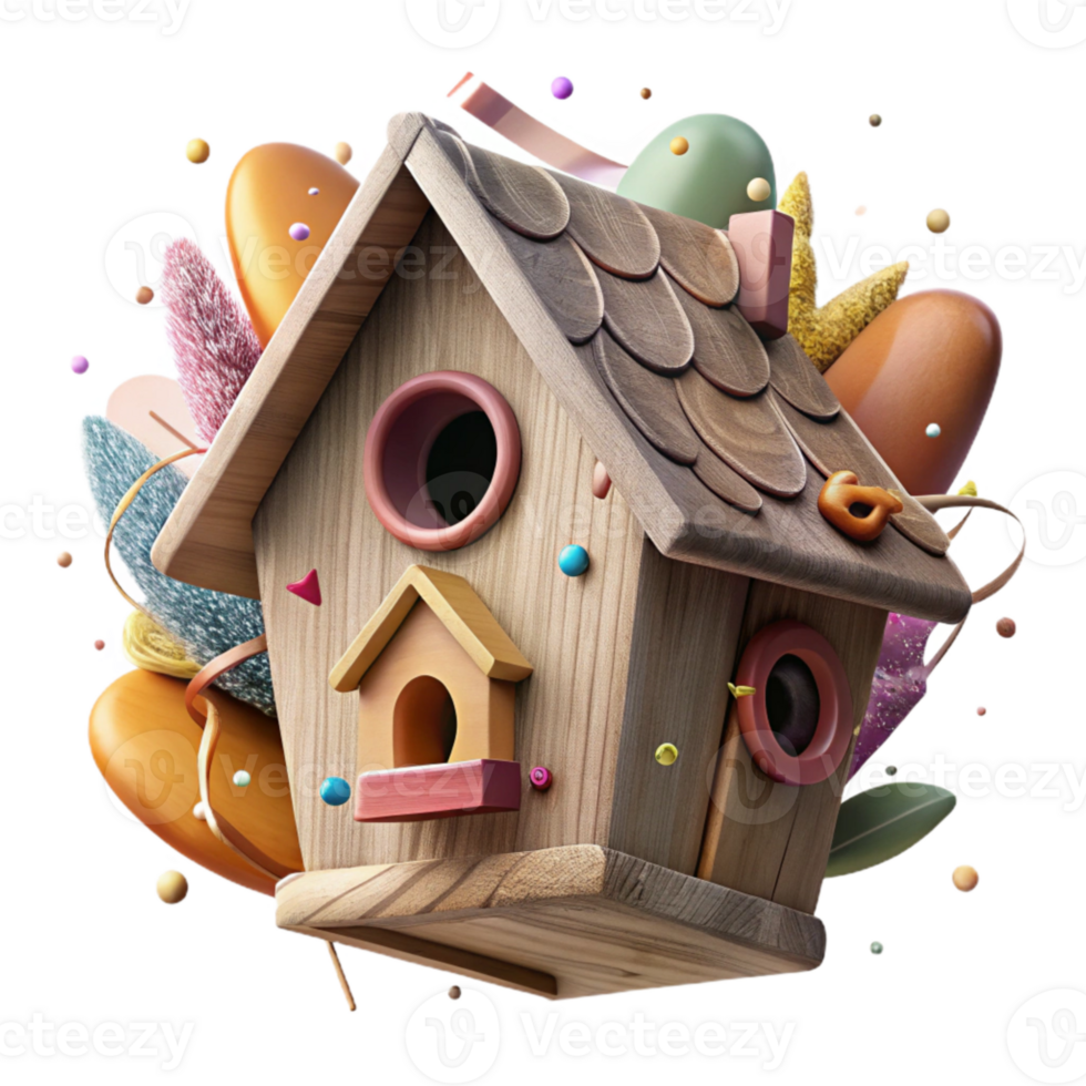 dramatic contemporary Birdhouse Cutout with Rustic Charm authentic png
