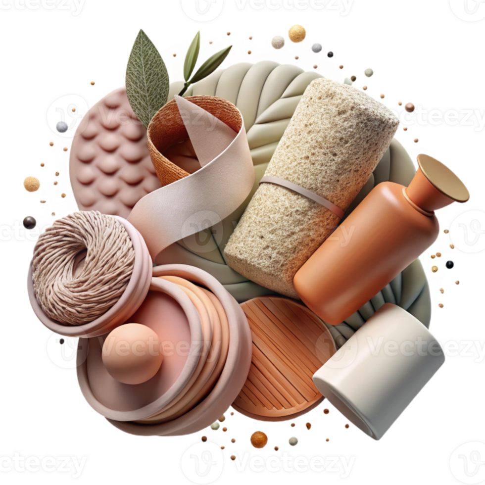 stunning vintage Eco Friendly Home Products Flat Lay Isolated on Transparent Background professional png