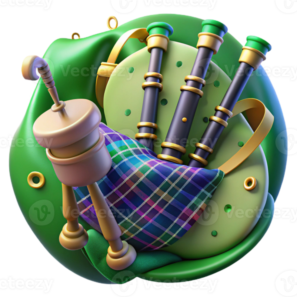 extraordinary modern Bagpipes Highland Dress Green Tartan Isolated Element genuine png