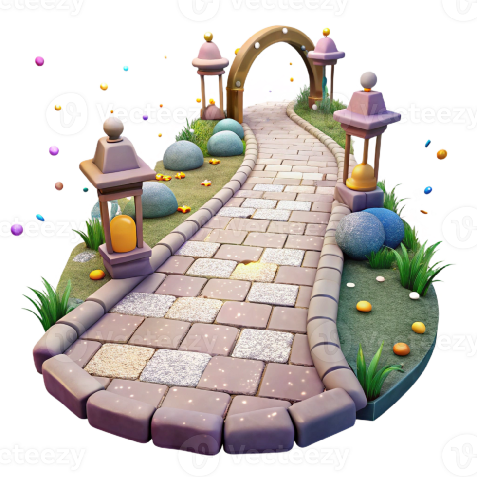 wonderful vintage Community Garden Path Stone Pavers Isolated high resolution png
