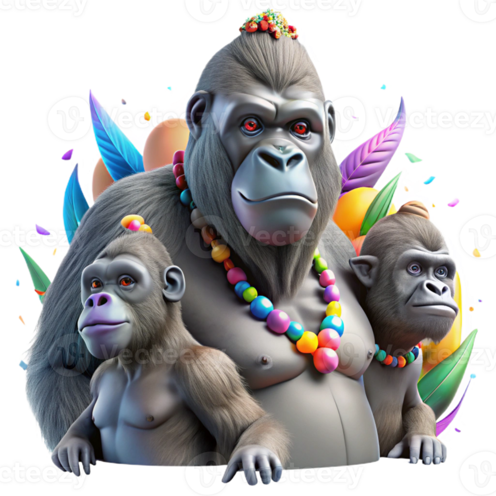 stunning traditional Ai Tracking Gorilla Family Movement Transparent genuine png