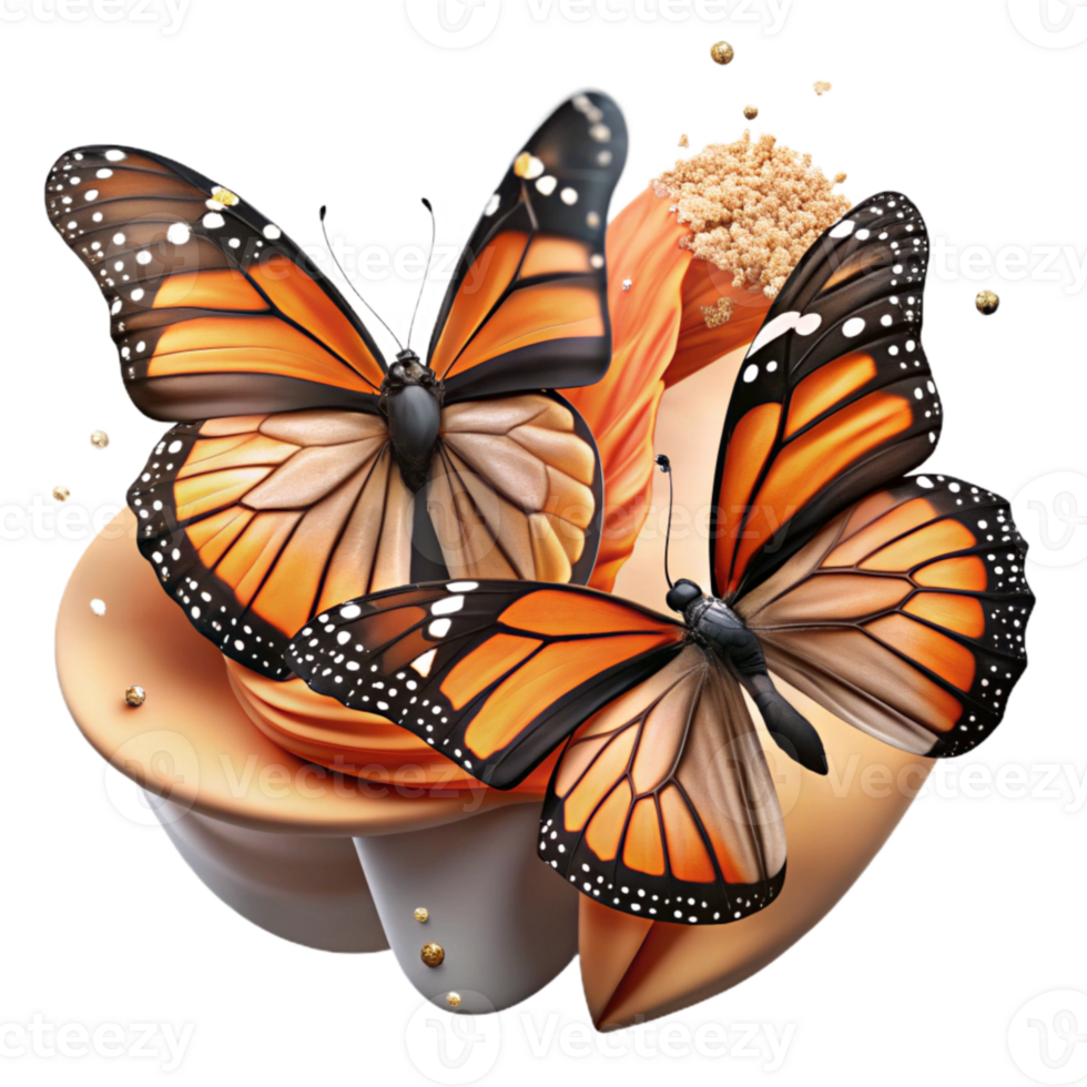 elegant classic Butterfly Migration Monarchs Isolated Orange and Black Wings Detail authentic png