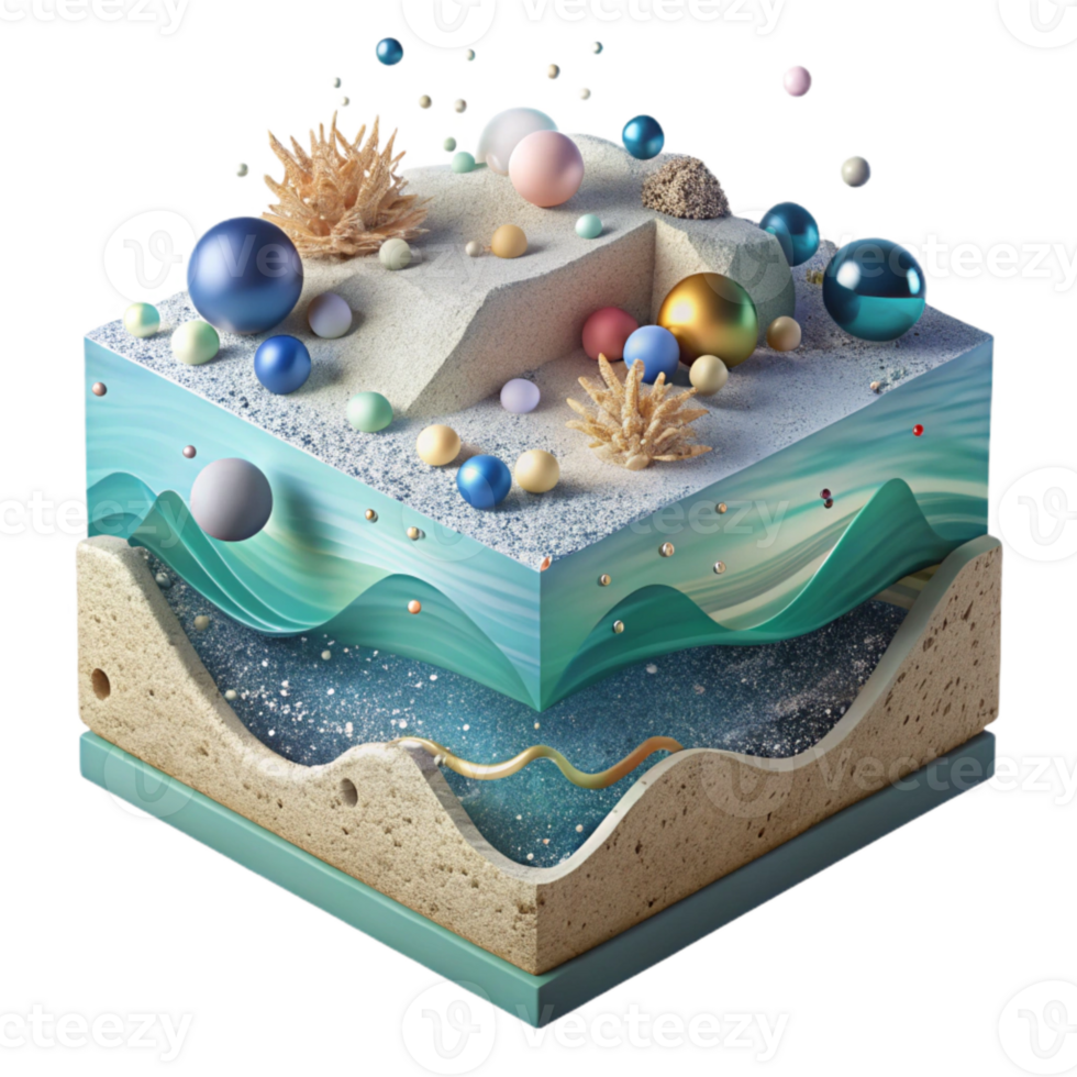 beautiful modern Cross Section of Ocean Showing Noise Levels Transparent premium png