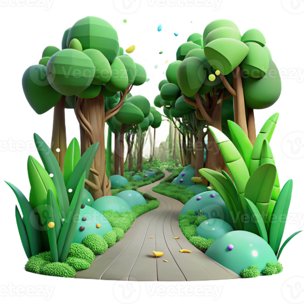 beautiful traditional Forest Path Cutout with Bright Green Foliage genuine png