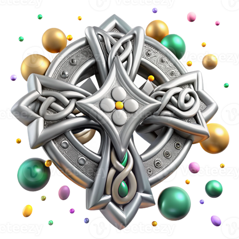 wonderful modern Celtic Cross Design Silver Finish Isolated high quality png
