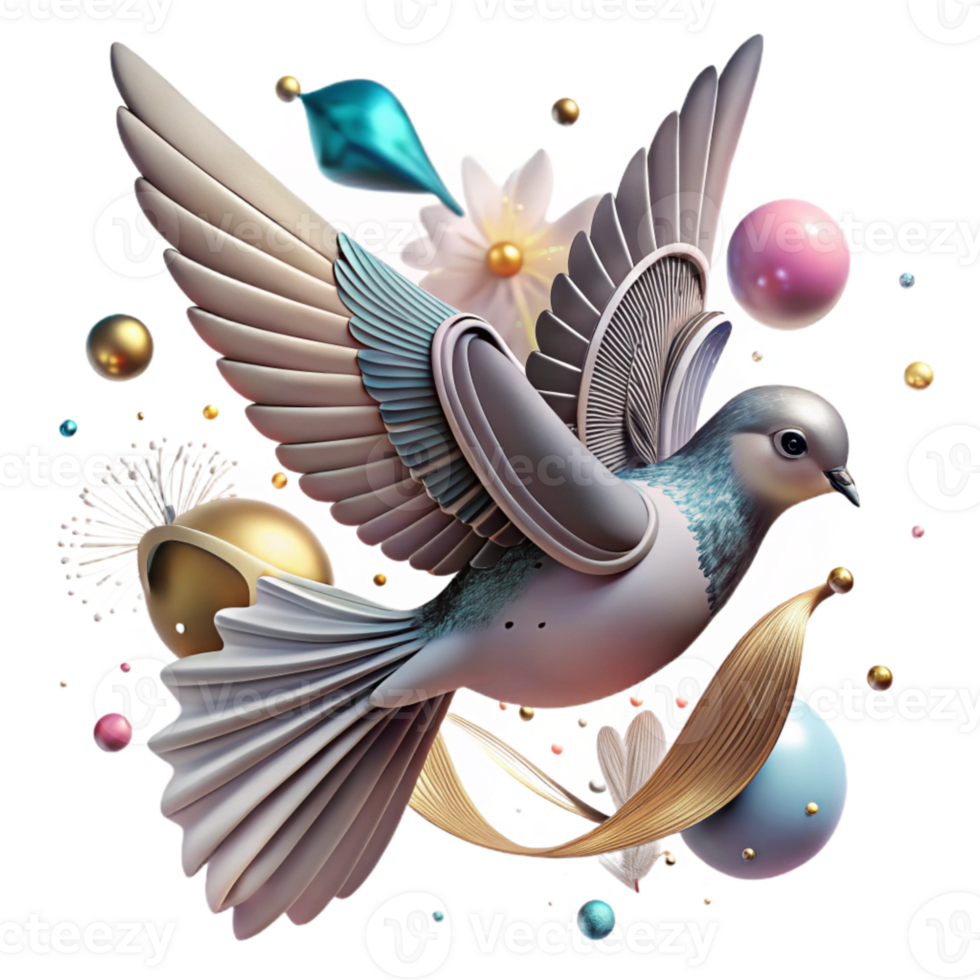 serene contemporary Bird in Flight Top View Transparent Element premium png