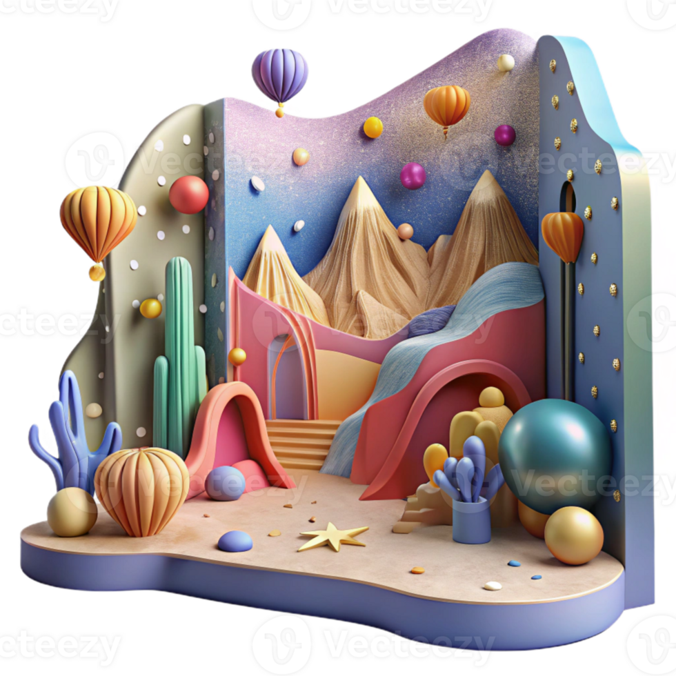 magnificent rustic Colorful Mural Landscape Cutout with Panoramic View high quality png