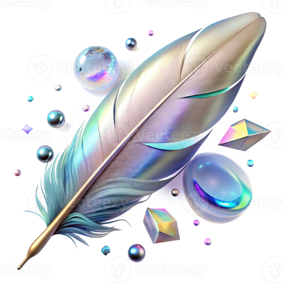 wonderful rustic Bird Feather with Holographic Effect Cutout detailed png