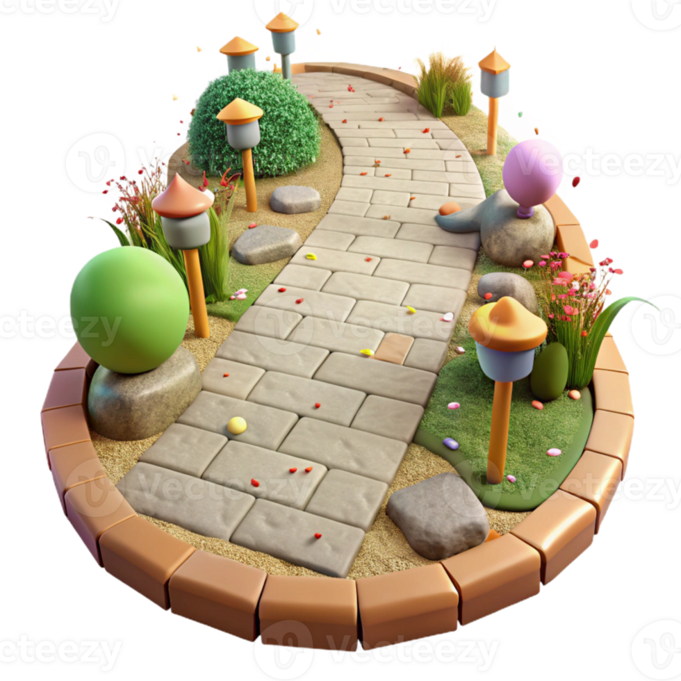 vibrant modern Community Garden Path Stone Pavers Isolated high resolution png