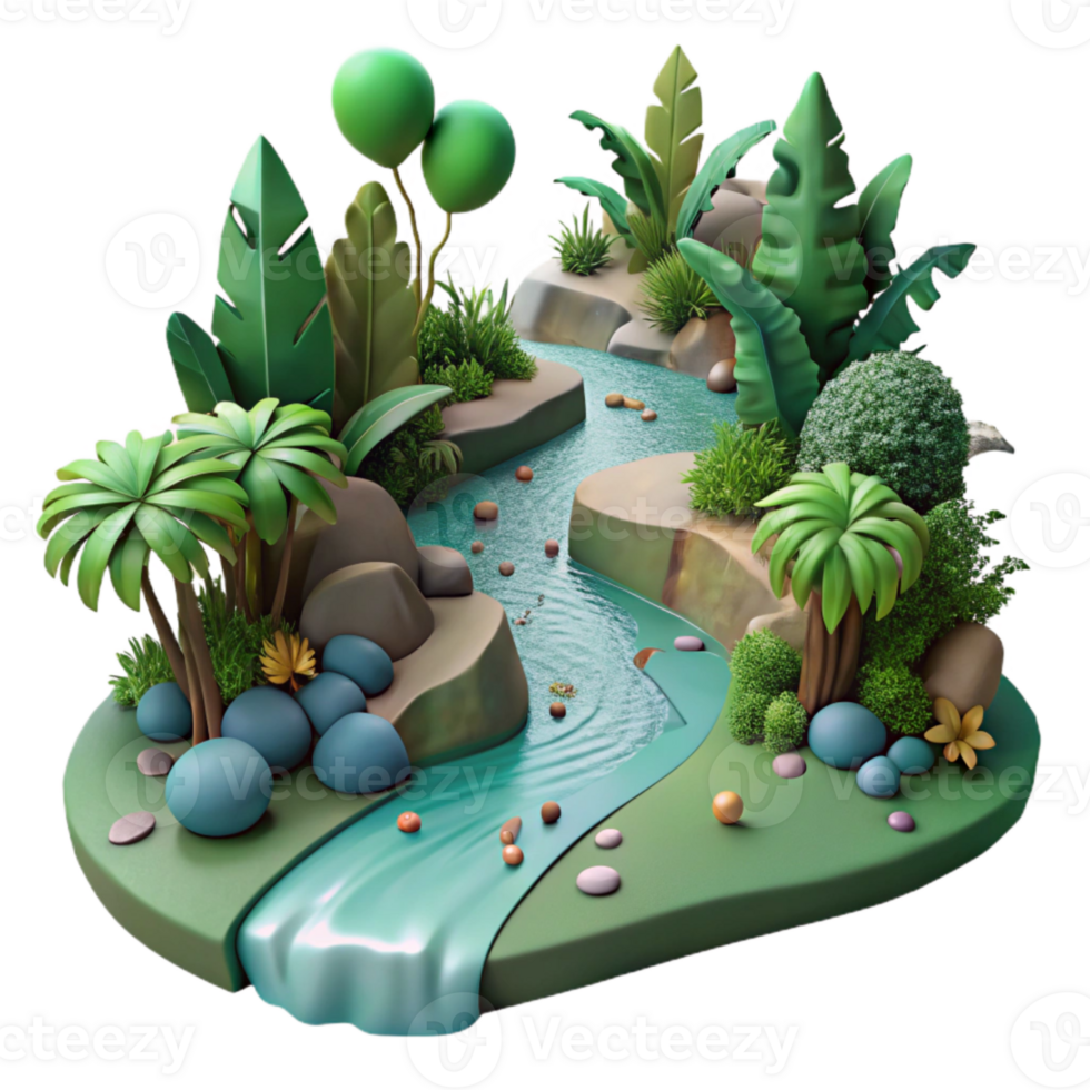 impressive contemporary Dense Jungle Stream Side View Cutout genuine png