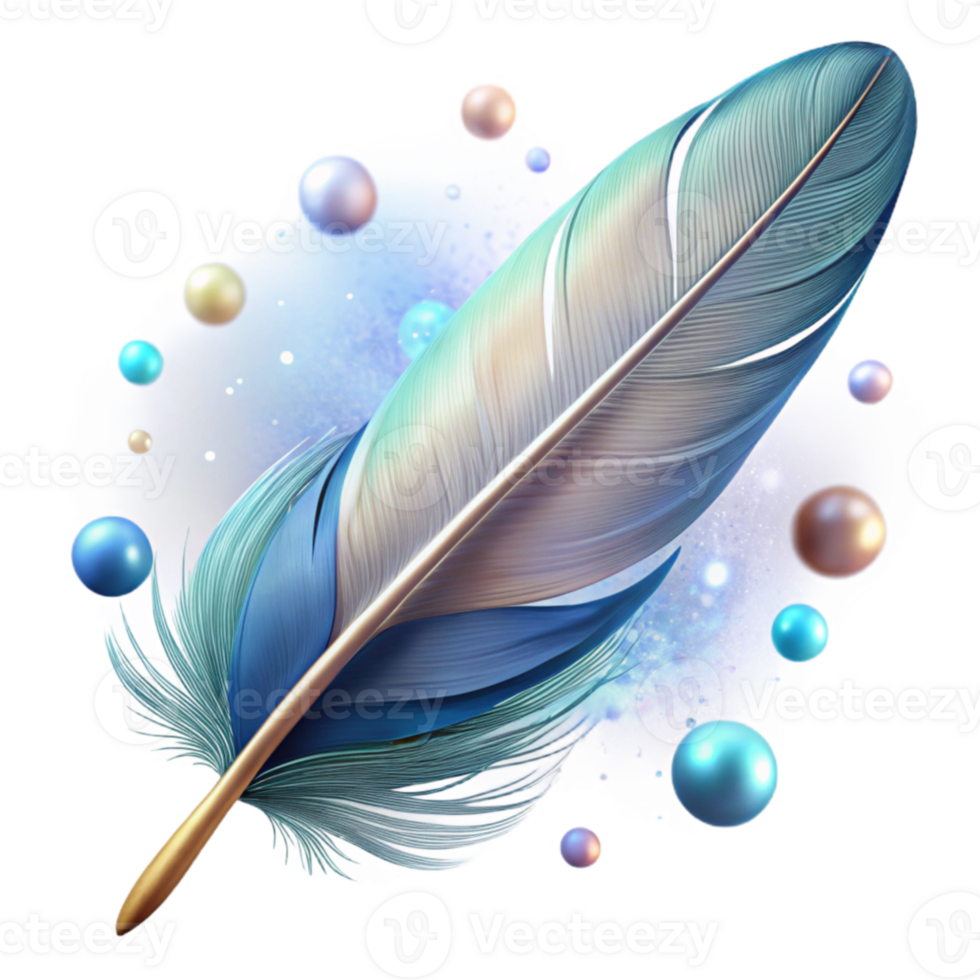 magnificent minimalist Bird Feather with Bokeh Effect Isolated Element authentic png