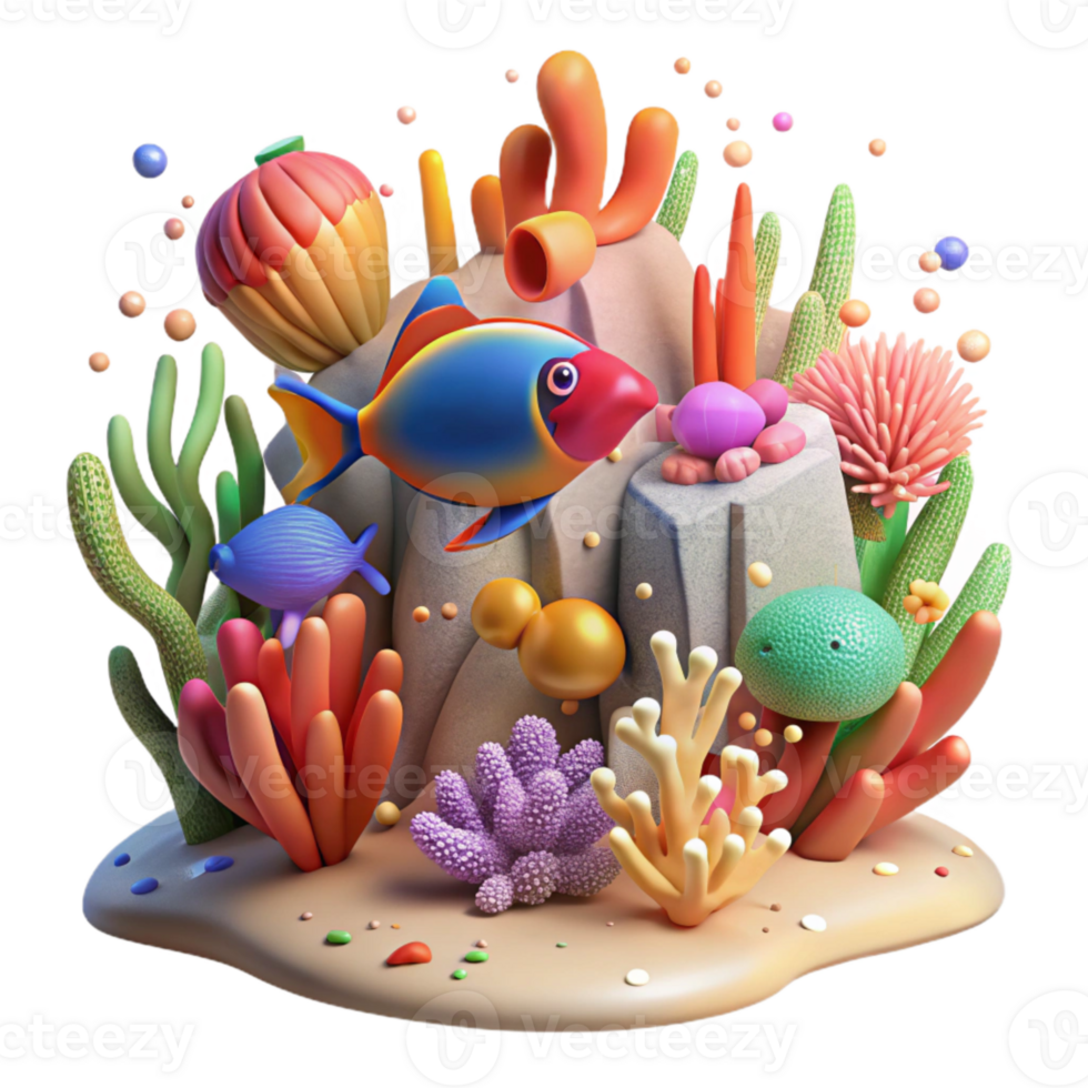 impressive modern Coral Reef Underwater Scene Transparent Element detailed png