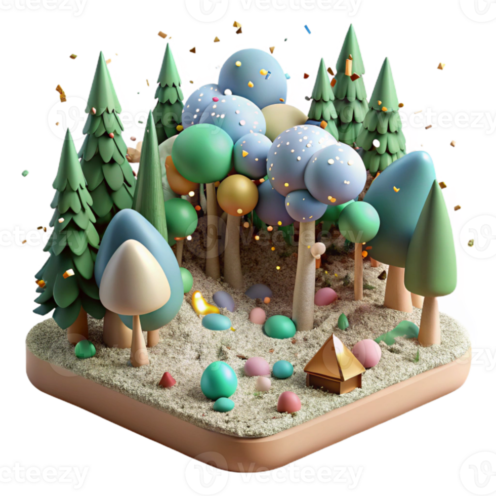 extraordinary vintage Crowded Forest Habitat Loss Isolated on Transparent Background png
