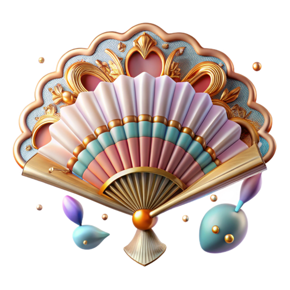 elegant classic Antique Fan Ornate Design Transparent authentic png