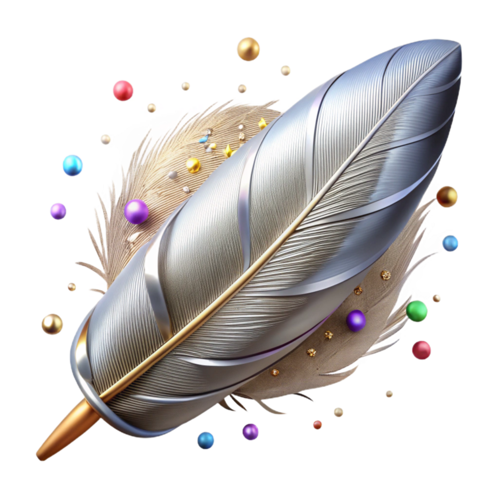 dramatic modern Bird Feather with Foil Texture Isolated Element exclusive png