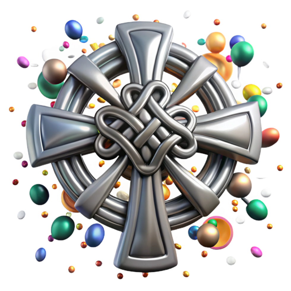 beautiful contemporary Celtic Cross Design Silver Finish Isolated high quality png