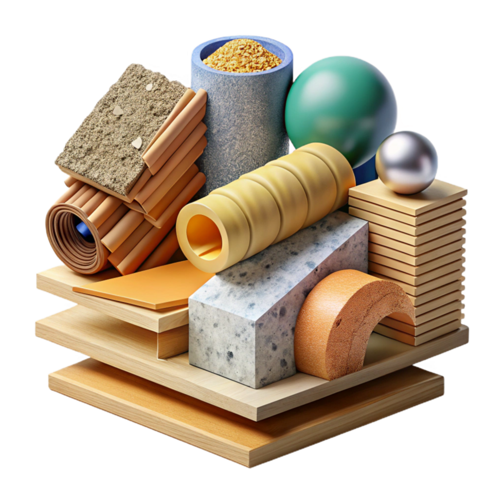 vibrant vintage Building Material Samples Isolated with Wood Stone and Brick exclusive png