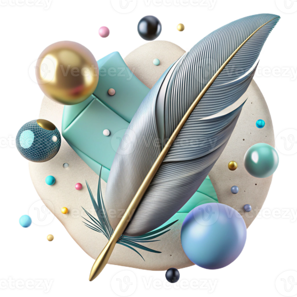 impressive artistic Bird Feather with Transparent Background Cutout high resolution png