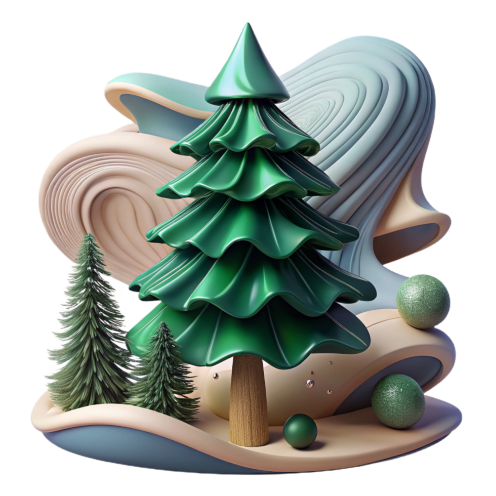 vibrant minimalist Dark Green Pine Tree with Transparent Background high resolution png