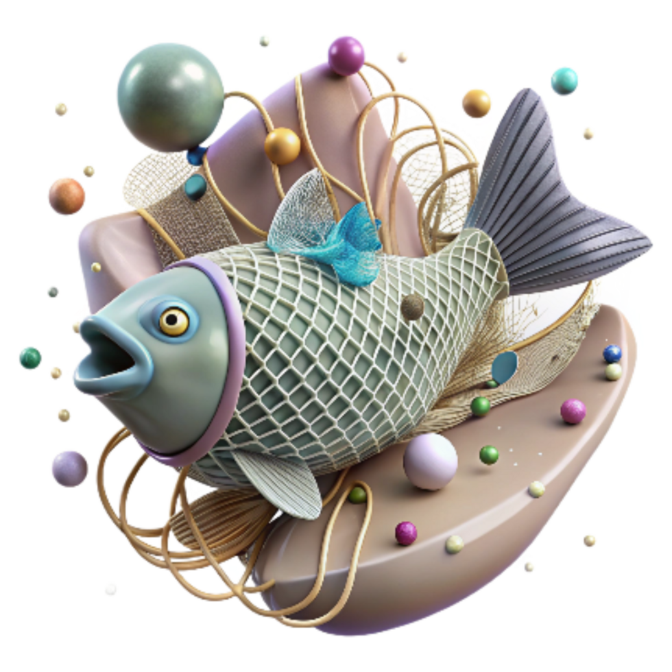 stunning modern Fish Caught in Ghost Net Isolated Transparent Background Underwater Scene original png