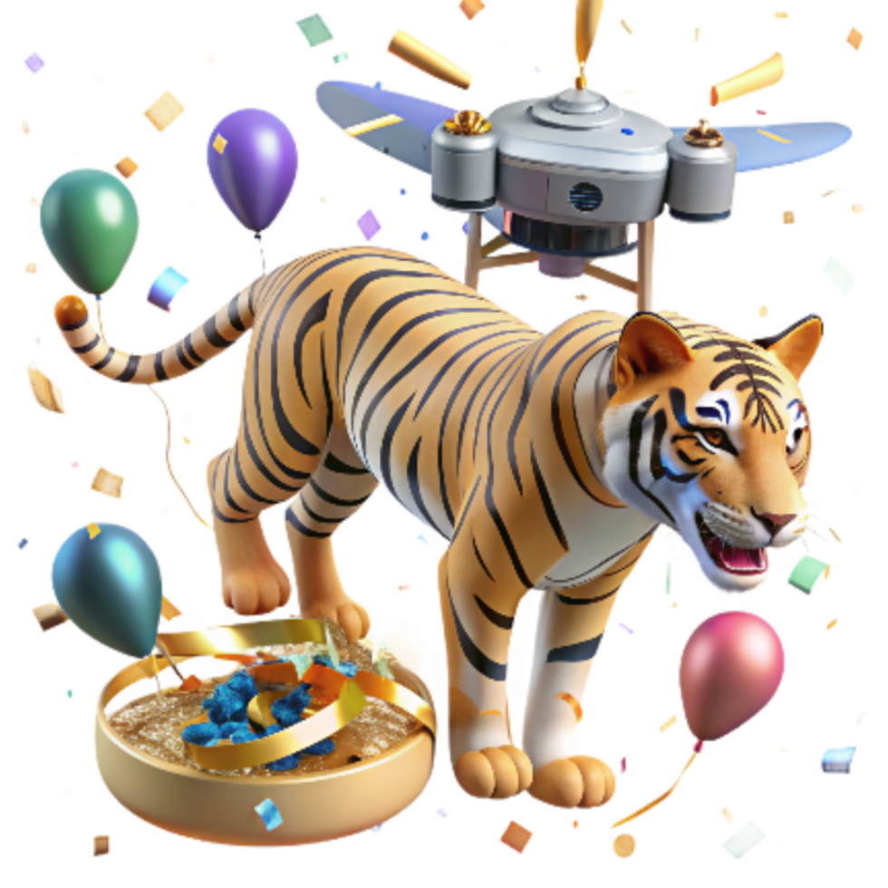 impressive minimalist Drone Observing Siberian Tiger Transparent Background original png