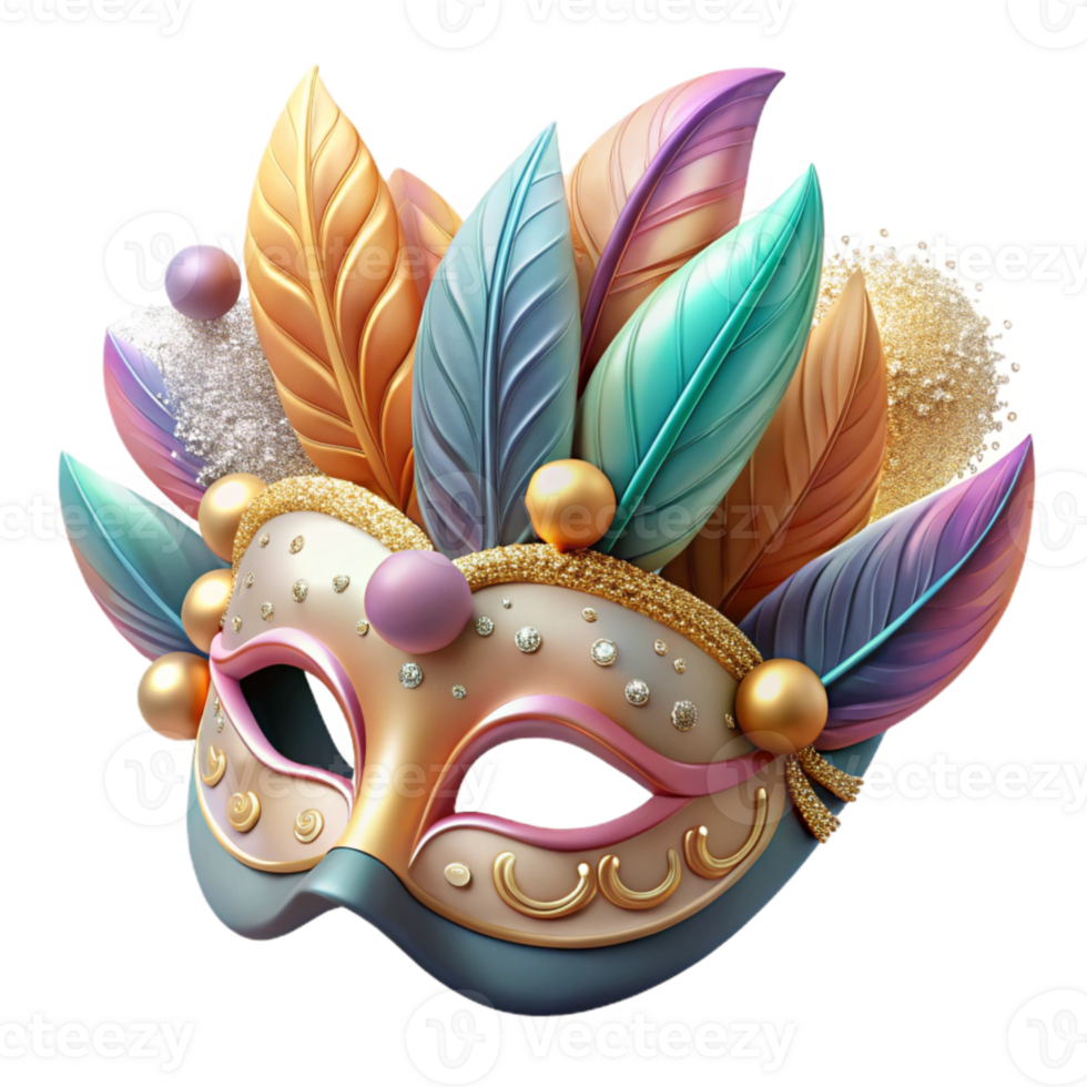magnificent rustic Brazilian Carnival Mask Glitter and Feathers Cutout high resolution png