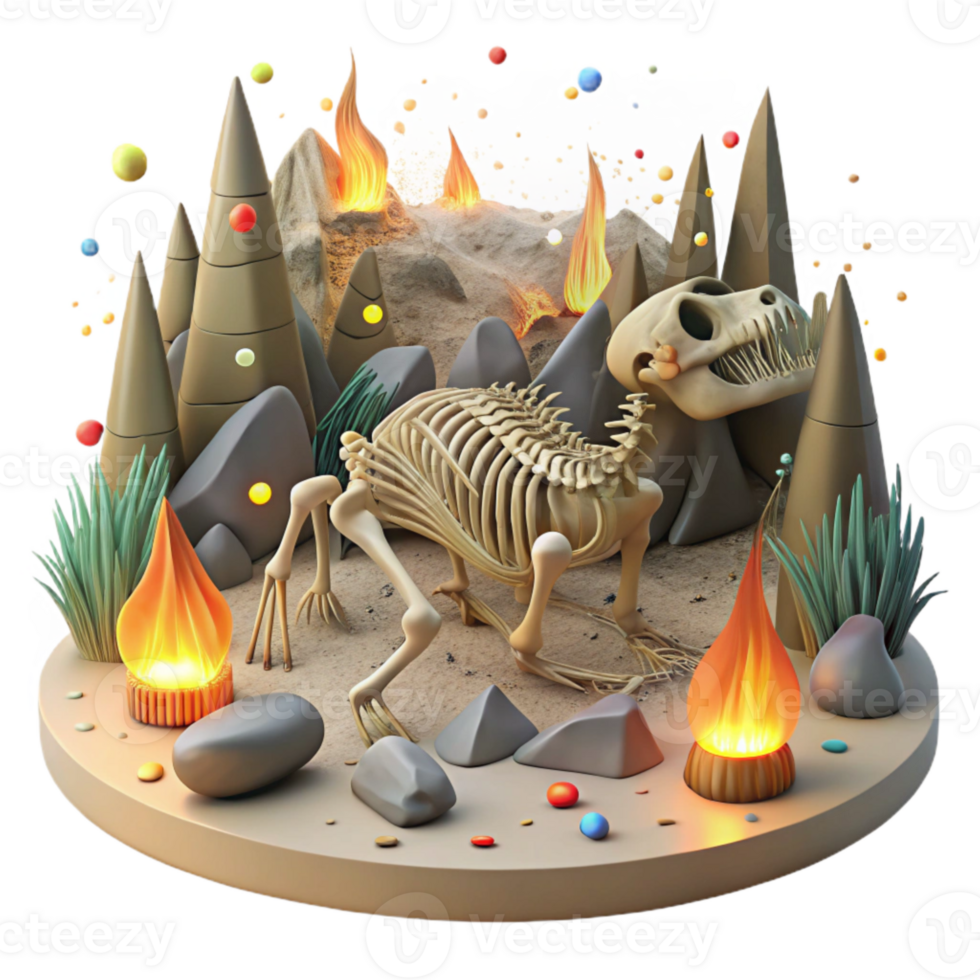 elegant minimalist Forest Fire Aftermath Reptile Skeleton Isolated detailed png