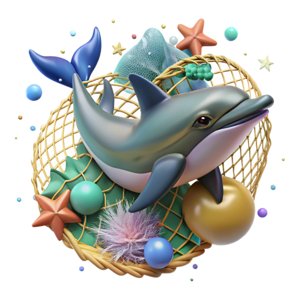 impressive contemporary Dolphin Caught in Net Cutout Underwater View png