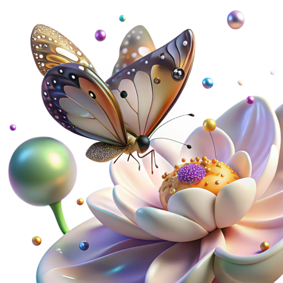 impressive creative Butterfly Landing on Flower Cutout exclusive png