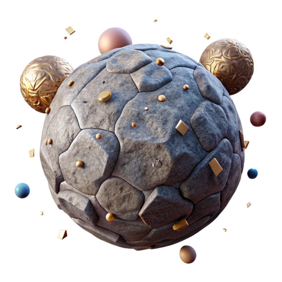 impressive vintage Floating Sphere Stone Texture Isolated Element png