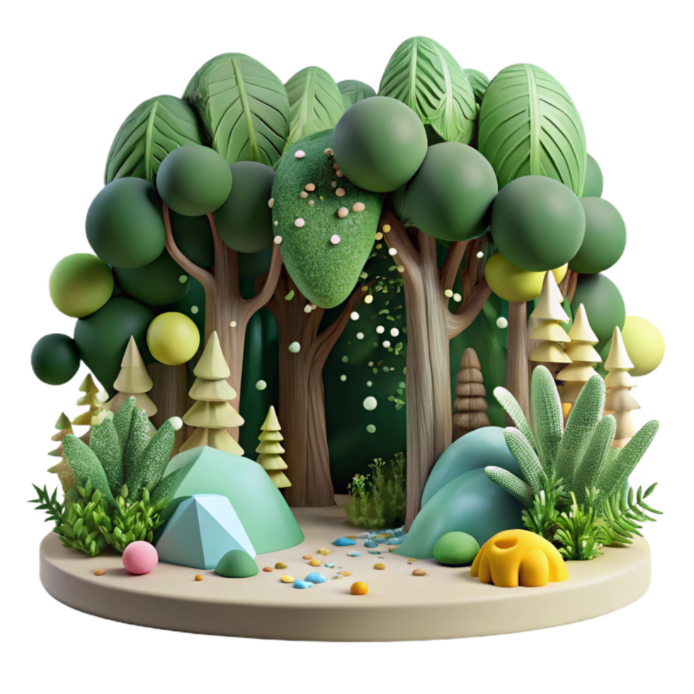 serene creative Forest Scene Cutout with Lush Greenery png