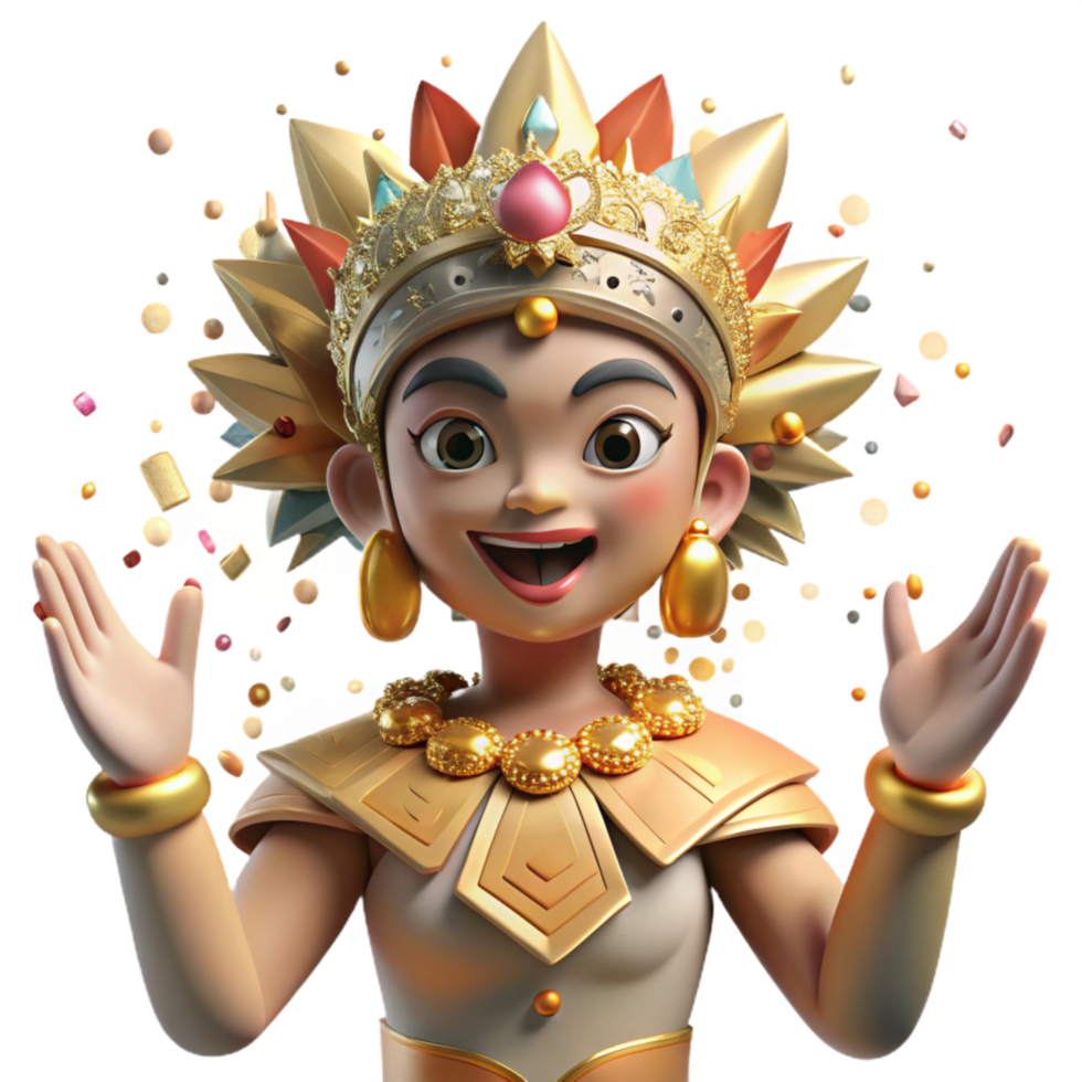 beautiful modern Balinese Dancer Intricate Headdress Isolated with Warm Lighting premium png