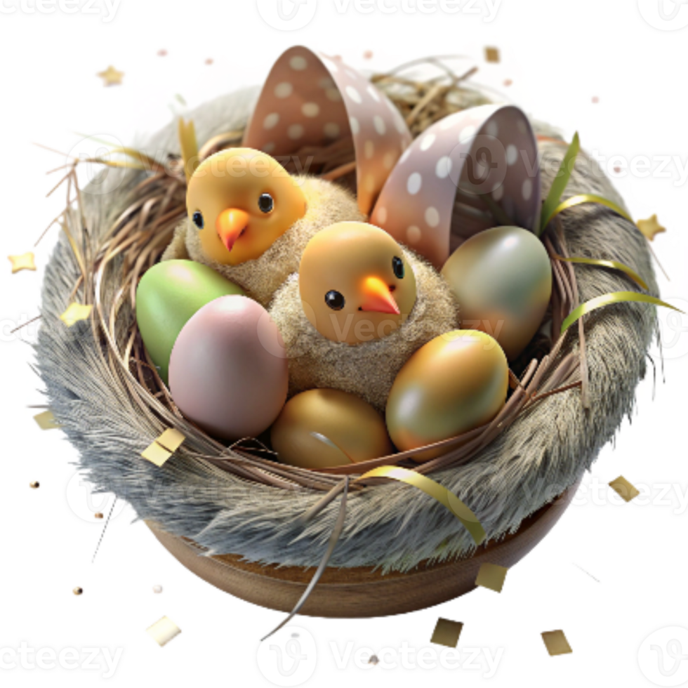 stunning creative Bird Nest with Chicks Cutout on Transparent Background authentic png