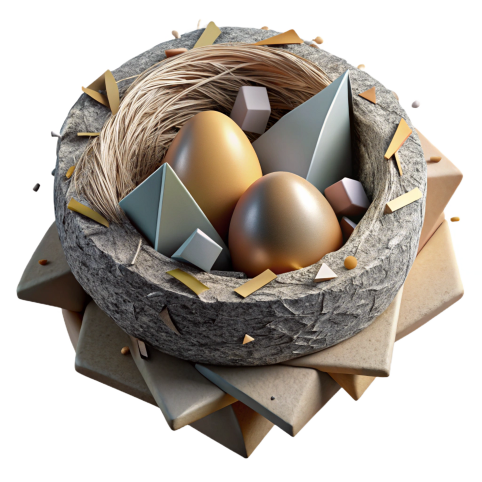 elegant classic Bird Nest Built From Recycled Materials Isolated Element detailed png