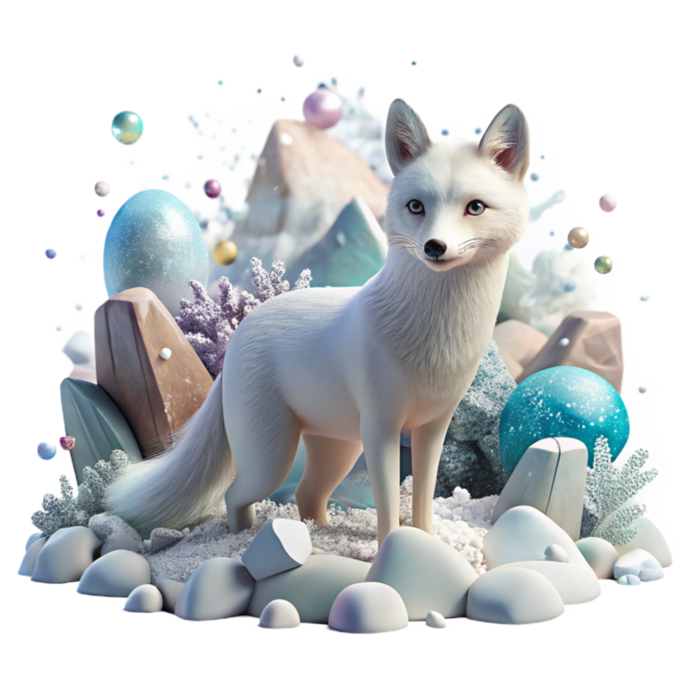 serene abstract Arctic Fox Snow Covered Landscape Wildlife Isolated exclusive png