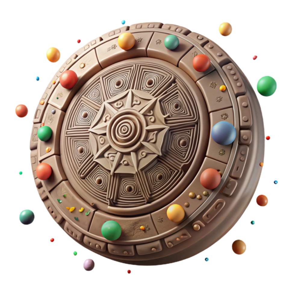 magnificent traditional Aztec Calendar Stone Detail Isolated on Transparent Background professional png