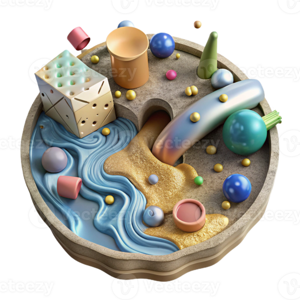 serene modern Contaminated Water with Chemical Runoff Top View Cutout professional png