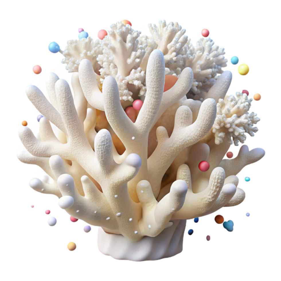 vibrant artistic Coral Bleaching Close Up Isolated White Background exclusive png