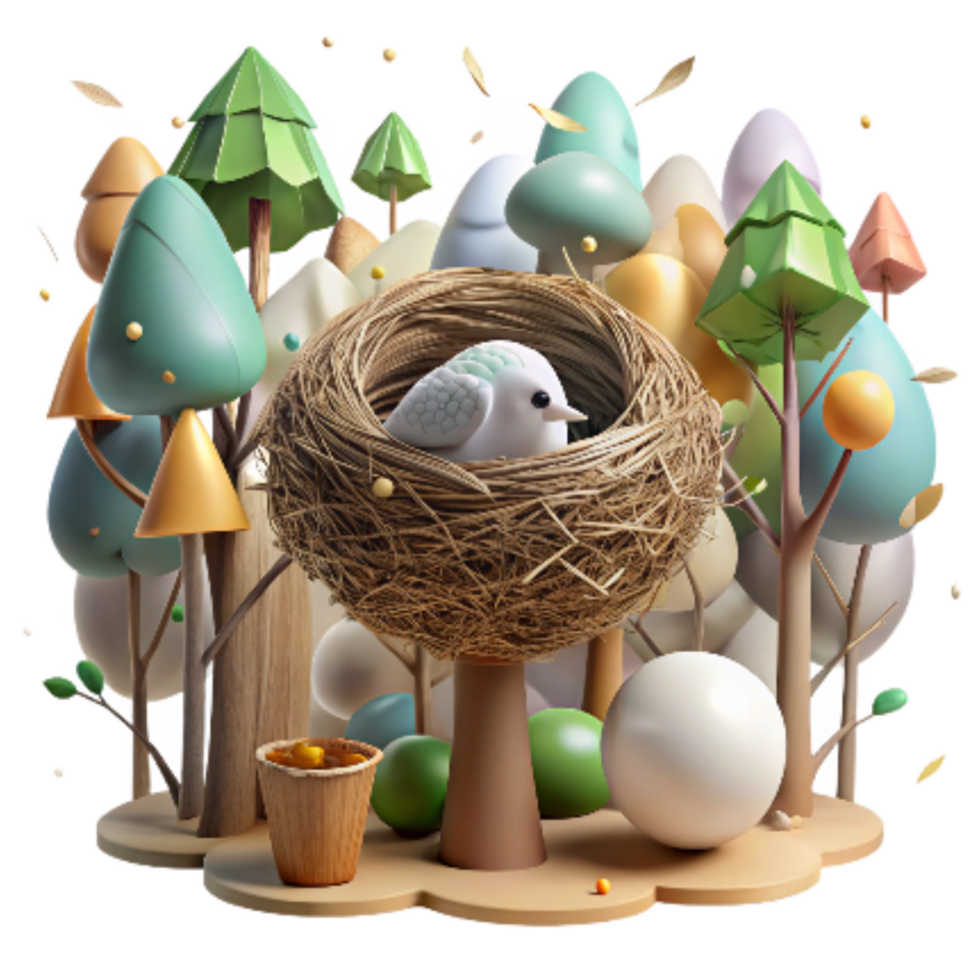 stunning minimalist Forest Canopy with Bird Nest Transparent Background exclusive png