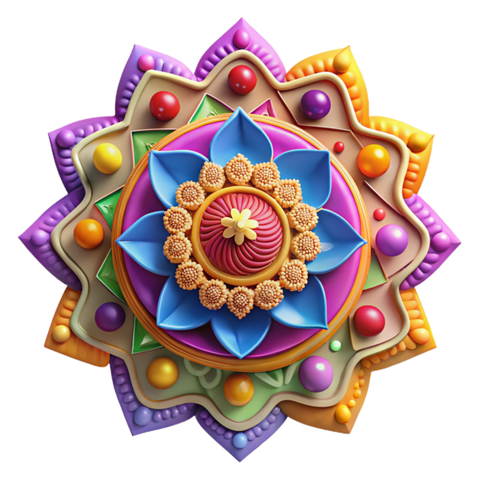 magnificent rustic Diwali Rangoli Intricate Design Bright Colors authentic png