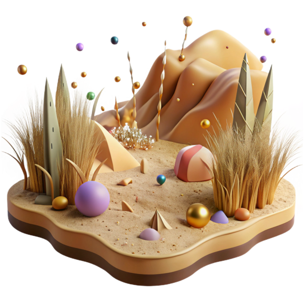 stunning artistic Dry Grassland Desert Landscape Cutout with Natural Tones premium png