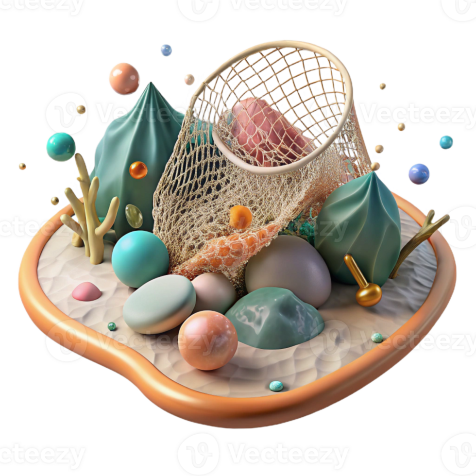 dramatic modern Empty Net in Coral Reef Transparent Background exclusive png
